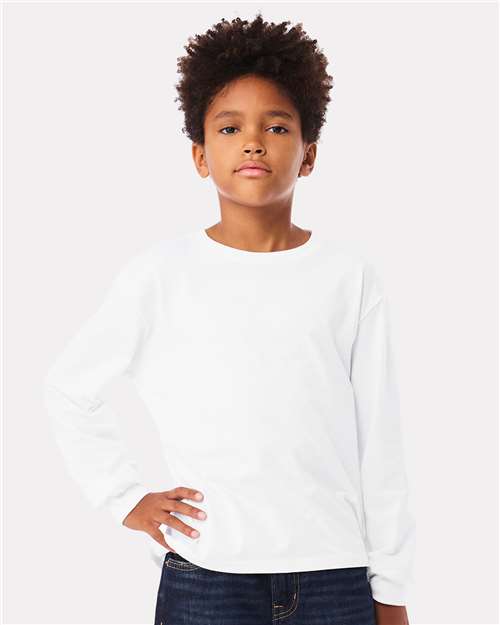 BELLA  CANVAS 3511Y Youth 6oz. Heavyweight Long Sleeve Tee - Front view