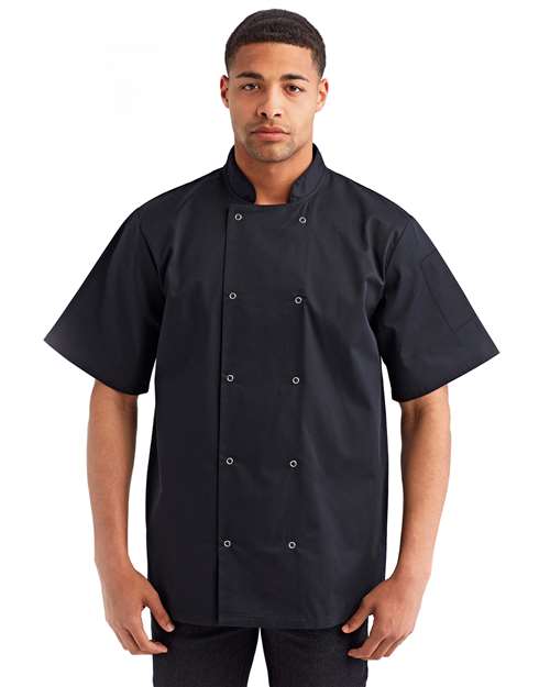 Artisan Collection by Reprime RP664 Unisex Ten Studded Front Short Sleeve Chef Coat - Front view