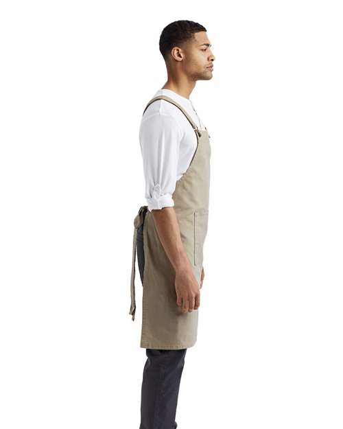 Artisan Collection by Reprime RP129 Cross Back Barista Bib Apron - Side view