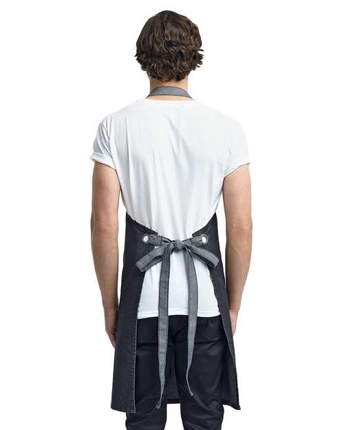 Artisan Collection by Reprime RP127 Domain Contrast Denim Bib Apron - Back view