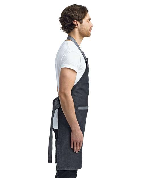 Artisan Collection by Reprime RP127 Domain Contrast Denim Bib Apron - Side view