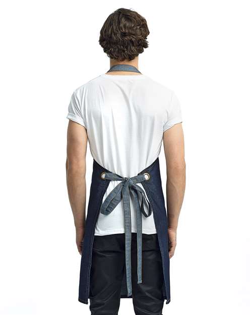 Artisan Collection by Reprime RP127 Domain Contrast Denim Bib Apron - Back view