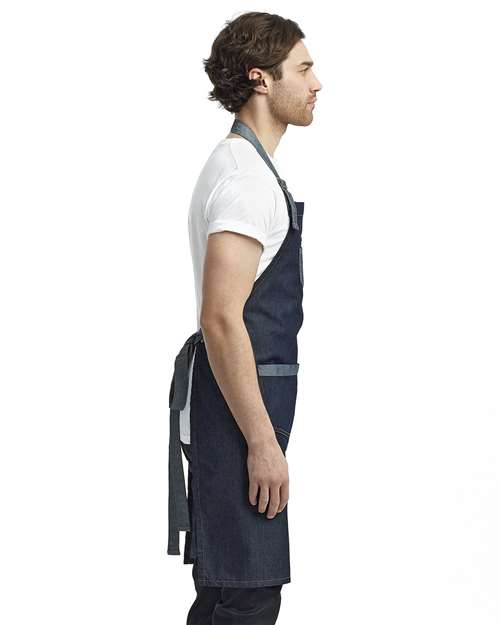 Artisan Collection by Reprime RP127 Domain Contrast Denim Bib Apron - Side view