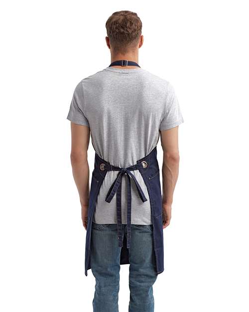 Artisan Collection by Reprime RP121 Barley Contrast Stitch Recycled Bib Apron - Back view