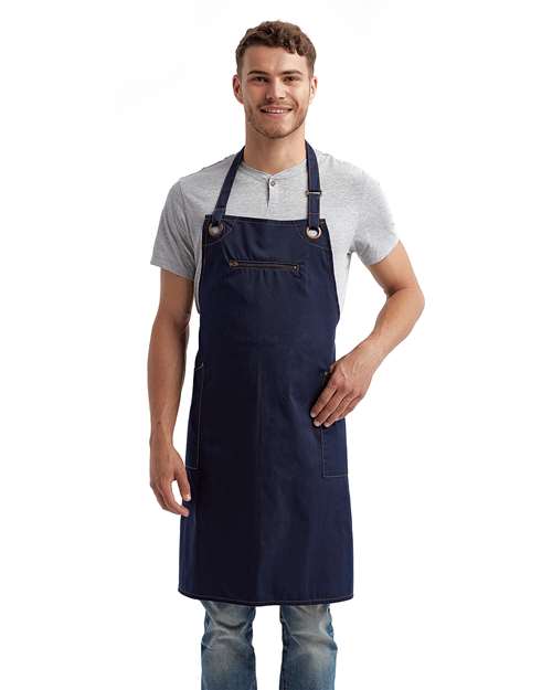 Artisan Collection by Reprime RP121 Barley Contrast Stitch Recycled Bib Apron - Front view