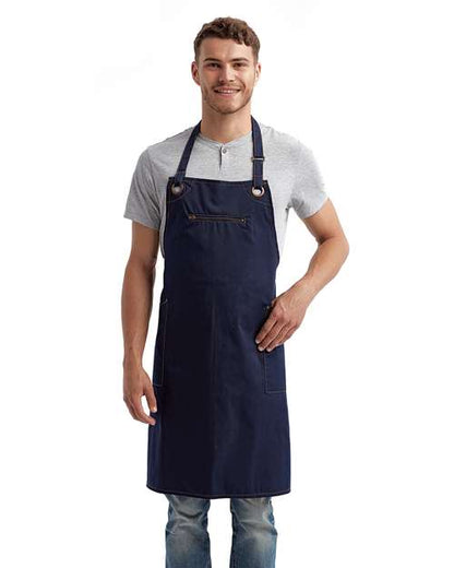 Artisan Collection by Reprime RP121 Barley Contrast Stitch Recycled Bib Apron - Front view