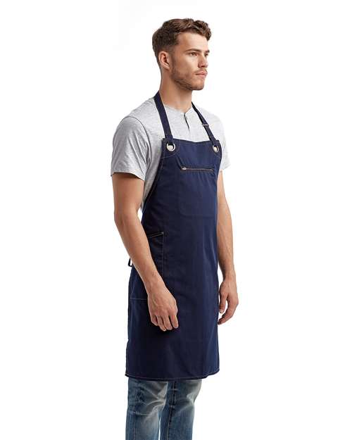 Artisan Collection by Reprime RP121 Barley Contrast Stitch Recycled Bib Apron - Side view