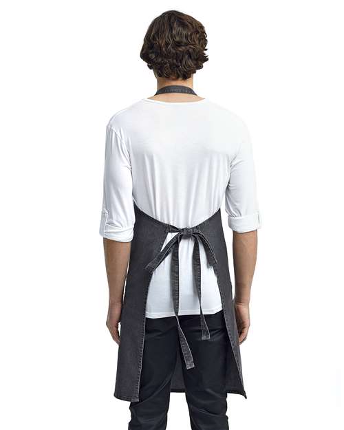 Artisan Collection by Reprime RP126 Jeans Stitch Denim Bib Apron - Back view