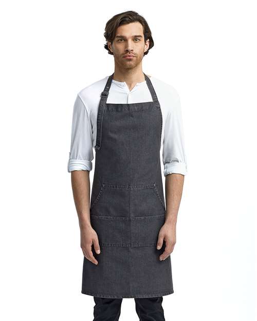 Artisan Collection by Reprime RP126 Jeans Stitch Denim Bib Apron - Front view