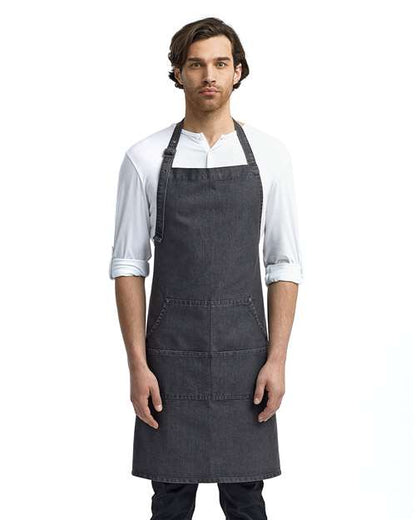 Artisan Collection by Reprime RP126 Jeans Stitch Denim Bib Apron - Front view