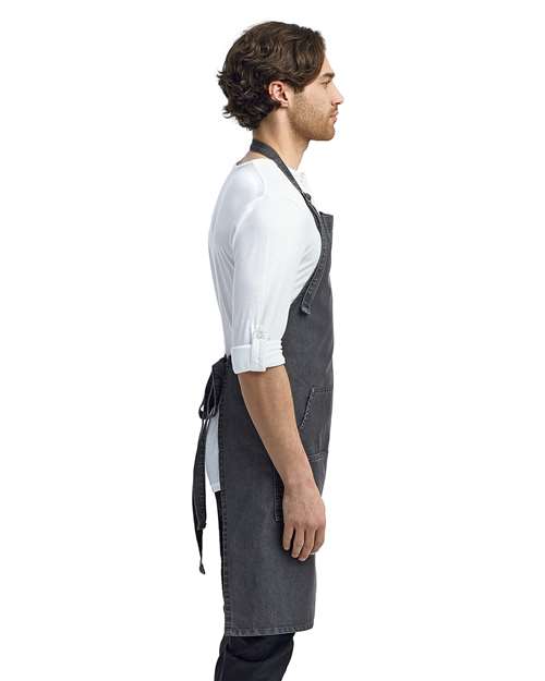 Artisan Collection by Reprime RP126 Jeans Stitch Denim Bib Apron - Side view