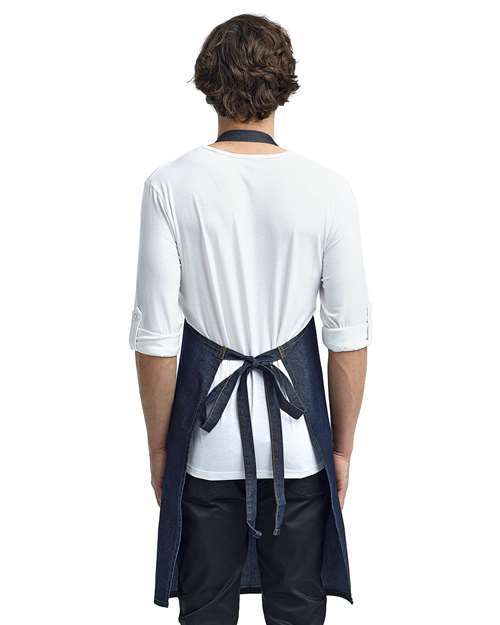 Artisan Collection by Reprime RP126 Jeans Stitch Denim Bib Apron - Back view