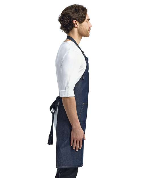Artisan Collection by Reprime RP126 Jeans Stitch Denim Bib Apron - Side view