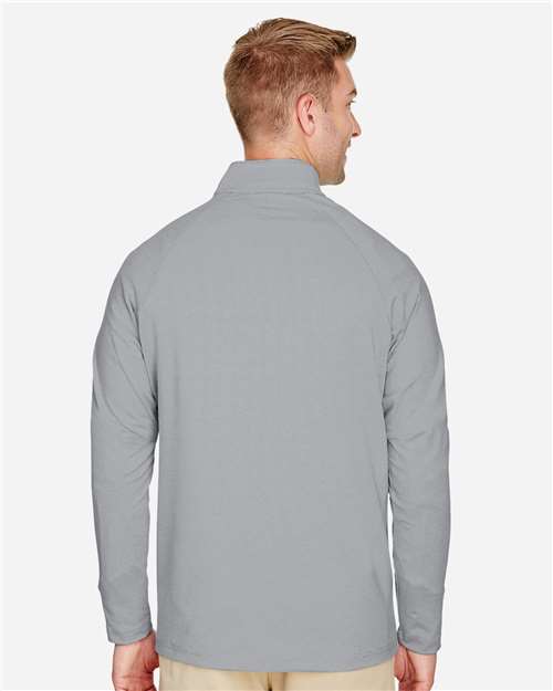 Devon & Jones DG480 Men's CrownLux Performance? Clubhouse Micro-Stripe Quarter-Zip Pullover - Back view