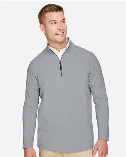 Devon & Jones DG480 Men's CrownLux Performance? Clubhouse Micro-Stripe Quarter-Zip Pullover - Front view
