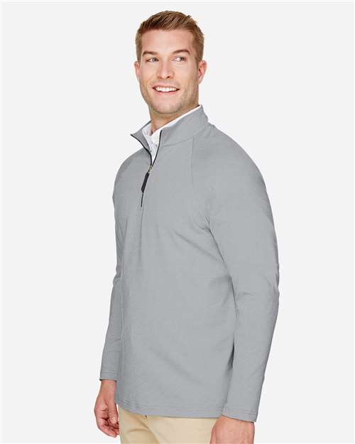 Devon & Jones DG480 Men's CrownLux Performance? Clubhouse Micro-Stripe Quarter-Zip Pullover - Side view