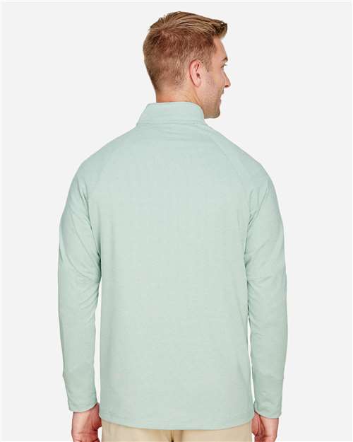 Devon & Jones DG480 Men's CrownLux Performance? Clubhouse Micro-Stripe Quarter-Zip Pullover - Back view