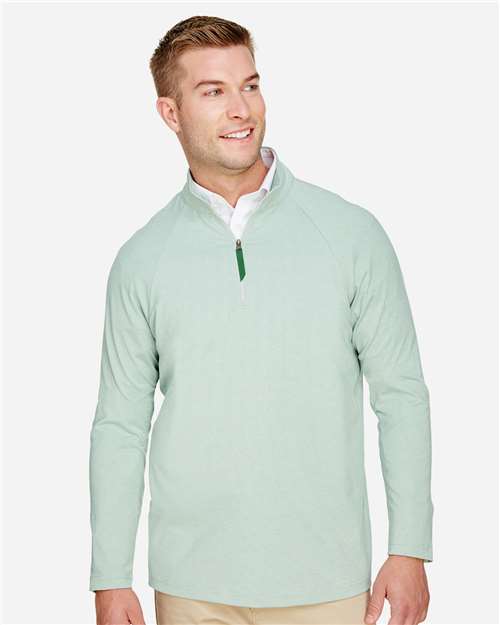 Devon & Jones DG480 Men's CrownLux Performance? Clubhouse Micro-Stripe Quarter-Zip Pullover - Front view