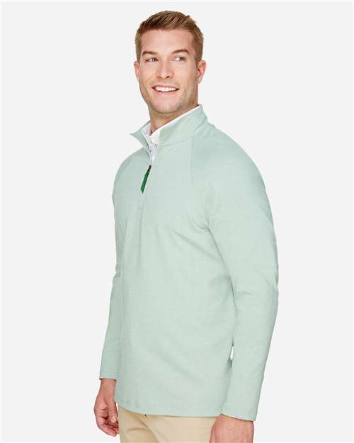 Devon & Jones DG480 Men's CrownLux Performance? Clubhouse Micro-Stripe Quarter-Zip Pullover - Side view