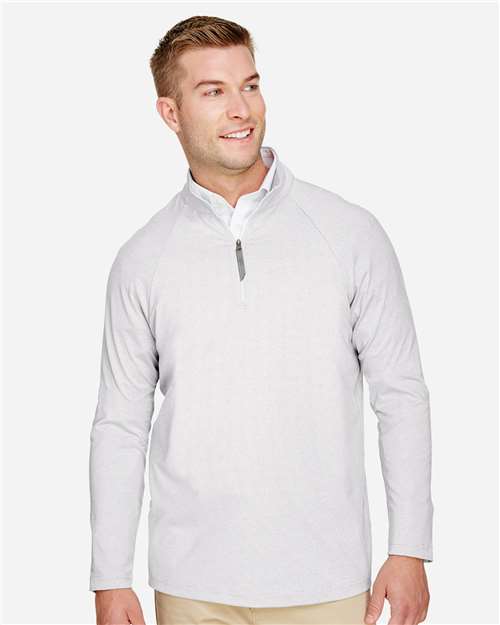 Devon & Jones DG480 Men's CrownLux Performance? Clubhouse Micro-Stripe Quarter-Zip Pullover - Front view