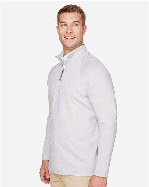 Devon & Jones DG480 Men's CrownLux Performance? Clubhouse Micro-Stripe Quarter-Zip Pullover - Side view