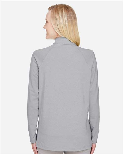 Devon & Jones DG480W Women's CrownLux Performance??Clubhouse Micro-Stripe Quarter-Zip Pullover - Back view