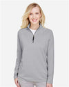 Devon & Jones DG480W Women's CrownLux Performance??Clubhouse Micro-Stripe Quarter-Zip Pullover - Front view