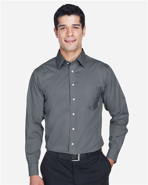 Devon & Jones DG530 Men's Crown Collection? Solid Stretch Twill Woven Dress Shirt - Front view