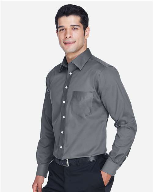 Devon & Jones DG530 Men's Crown Collection? Solid Stretch Twill Woven Dress Shirt - Side view