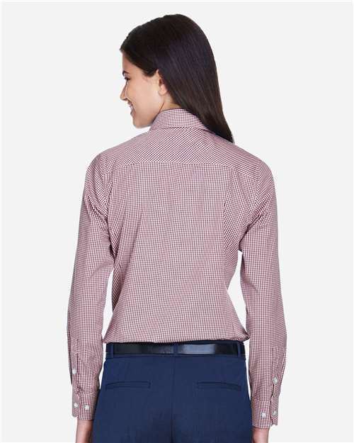 Devon & Jones D640W Women's Crown Collection? Gingham Check Woven Dress Shirt - Back view