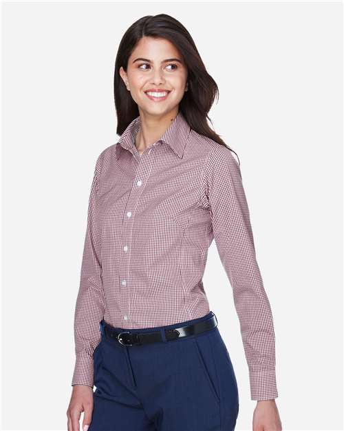 Devon & Jones D640W Women's Crown Collection? Gingham Check Woven Dress Shirt - Side view
