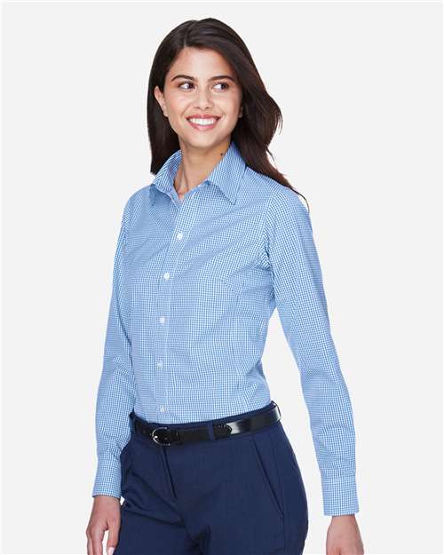 Devon & Jones D640W Women's Crown Collection? Gingham Check Woven Dress Shirt - Side view