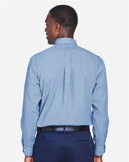 Devon & Jones D640 Men's Crown Collection? Gingham Check Woven Dress Shirt - Back view
