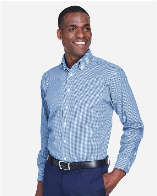 Devon & Jones D640 Men's Crown Collection? Gingham Check Woven Dress Shirt - Side view