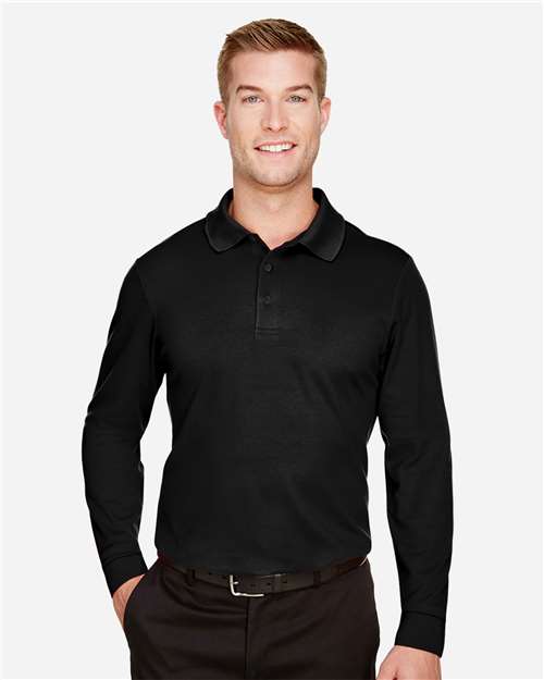 Devon & Jones DG20L Men's CrownLux Performance? Plaited Long Sleeve Polo - Front view