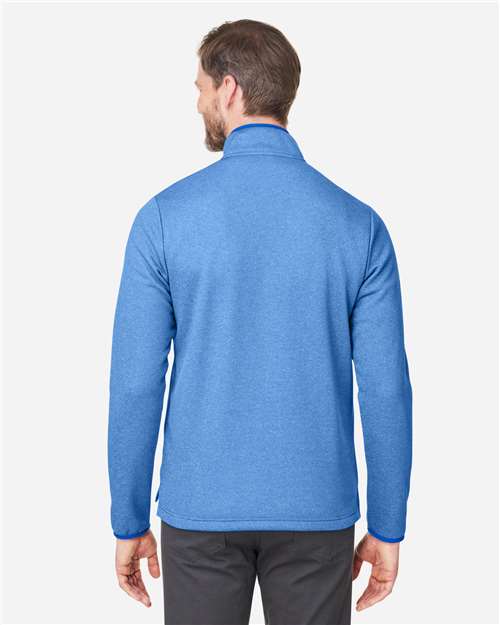 CORE365 CE73 Men's Venture Heathered Stripe Quarter-Zip Pullover - Back view