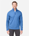 CORE365 CE73 Men's Venture Heathered Stripe Quarter-Zip Pullover - Front view