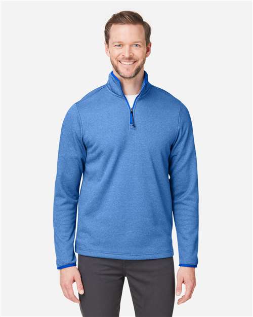 CORE365 CE73 Men's Venture Heathered Stripe Quarter-Zip Pullover - Front view