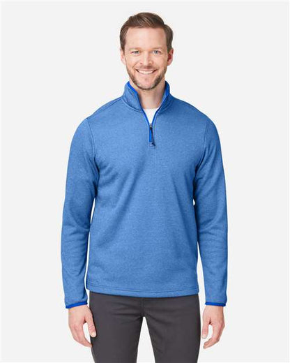 CORE365 CE73 Men's Venture Heathered Stripe Quarter-Zip Pullover - Front view