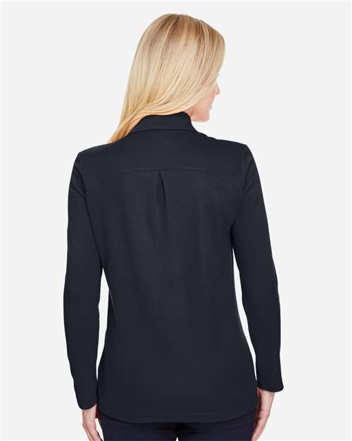 Devon & Jones DG20LW Women's CrownLux Performance??Plaited Long Sleeve Polo - Back view