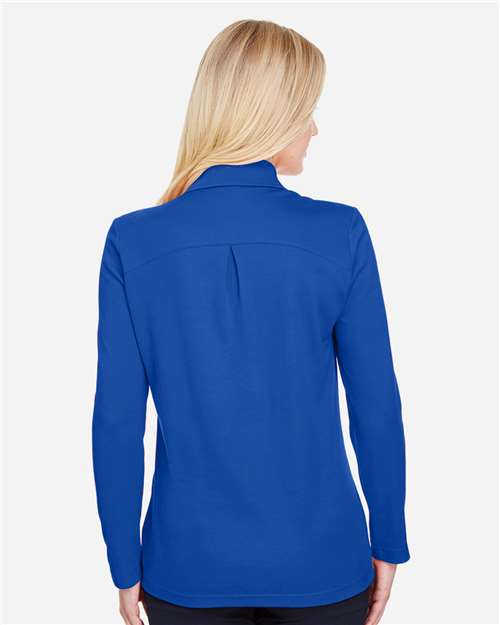 Devon & Jones DG20LW Women's CrownLux Performance??Plaited Long Sleeve Polo - Back view