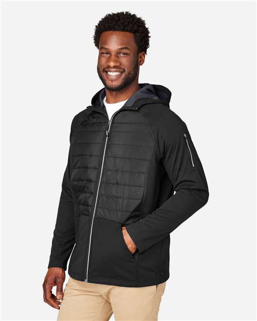 CORE365 CE808 Unisex Techno Lite Hybrid Hooded Jacket - Side view