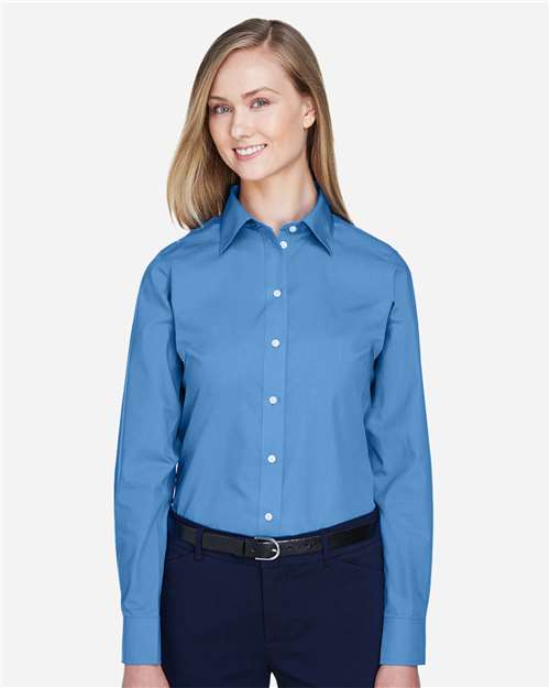 Devon & Jones D620W Women's Crown Collection? Broadcloth Woven Dress Shirt - Front view