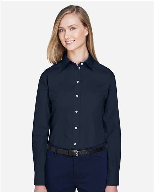 Devon & Jones D620W Women's Crown Collection? Broadcloth Woven Dress Shirt - Front view