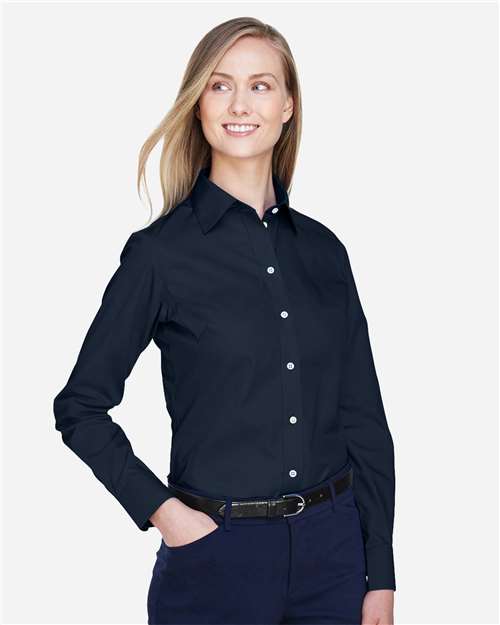 Devon & Jones D620W Women's Crown Collection? Broadcloth Woven Dress Shirt - Side view