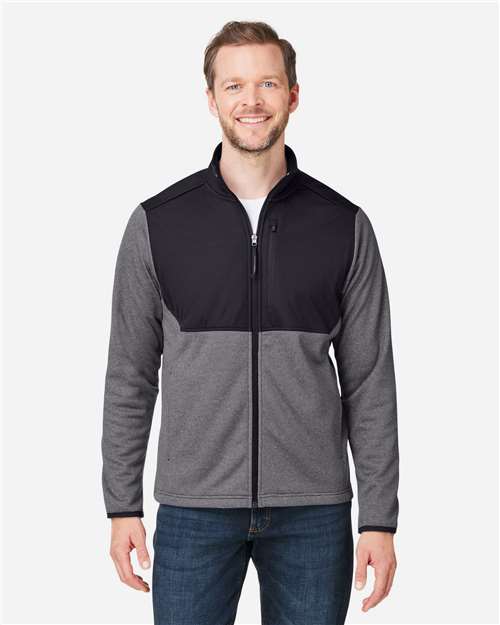 CORE365 CE74 Men's Venture Heathered Stripe Hybrid Jacket - Front view