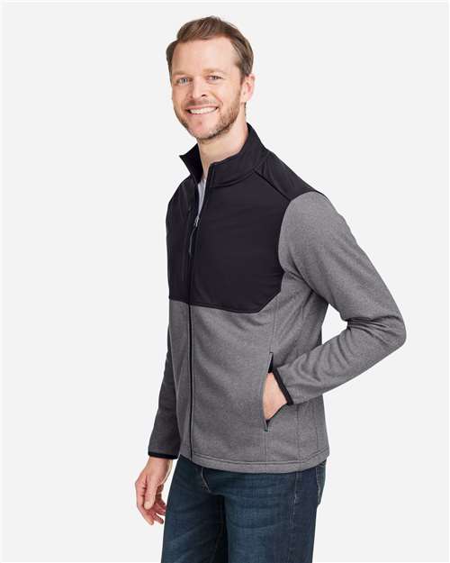 CORE365 CE74 Men's Venture Heathered Stripe Hybrid Jacket - Side view