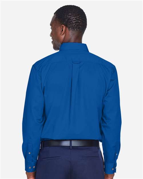 Harriton M500 Men's Easy Blend? Twill?Shirt - Back view