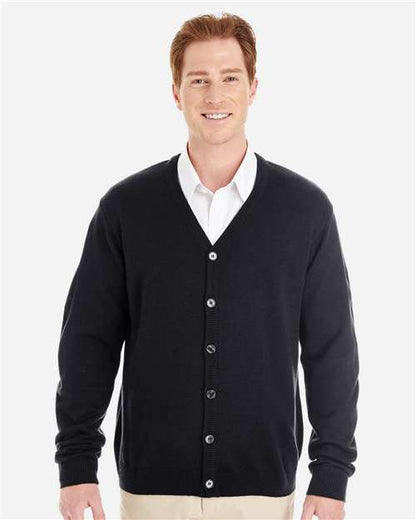 Harriton M425 Men's Pilbloc? V-Neck Button Cardigan Sweater - Front view