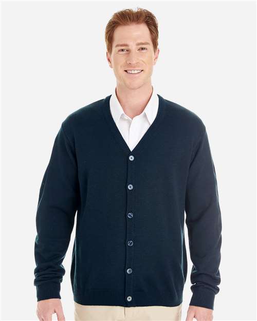 Harriton M425 Men's Pilbloc? V-Neck Button Cardigan Sweater - Front view